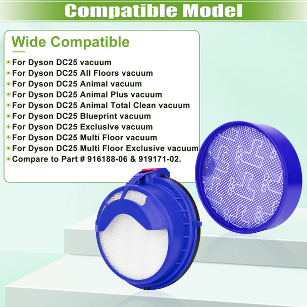 Dc25 Filter For Dyson Dc25 Animal Ball Vacuum, 2 Premotor Filters & 2 Post Motor Hepa Filters, Part 91917102 & 91618806