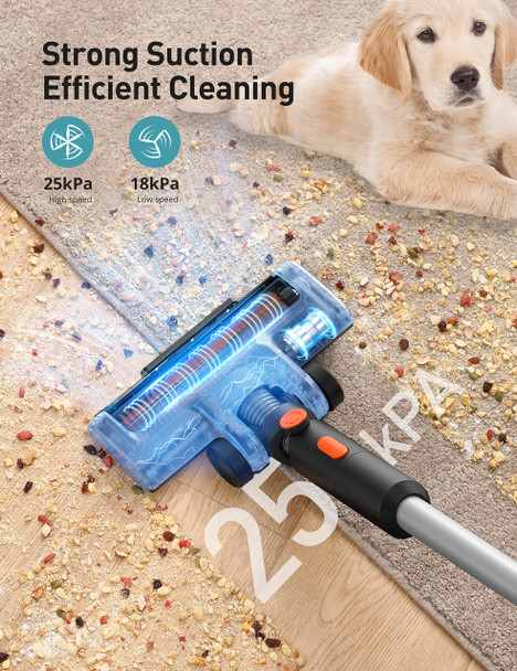 Aspiron Cordless Vacuum Cleaner, 25Kpa 250W Brushless Motor Cordless Stick Vacuum 6 In 1 With 50Mins Long Runtime,Led Light, Pet Hair Vacuum Cordless For Carpet Hard Floor Car