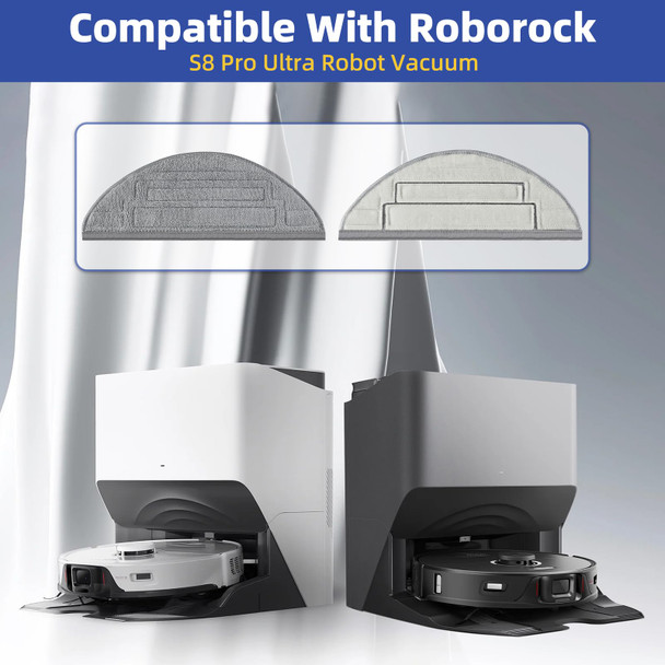8 Pack Mop Pads For Roborock S8 Pro Ultra Robot Vacuum, Microfiber Mopping Cloth Vacuum Accessories