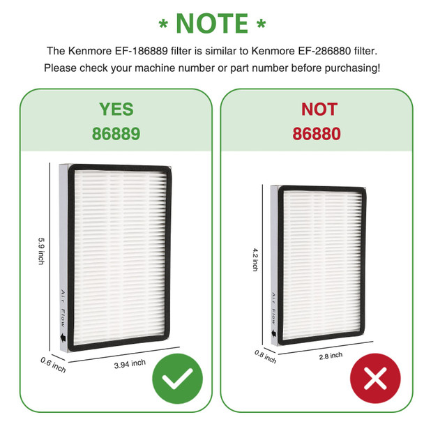 6Pack 86889 Hepa Filters For Sears Kenmore Ef1 Vacuums & Panasonic Uprights Vacuums