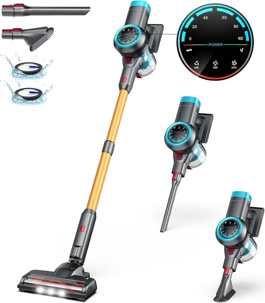 Cordless Vacuum Cleaner, 500W40Kpa60Mins Stick Vacuum With Selfstanding, Vacuum Cleaner With Smart Display, Antitangle Vacuum Cleaners For Homecarpethardwood Floorpet Hair