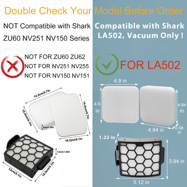 Colorfullife La502, La322, La702 Filters For Shark La502, La322, La301, La300, La455, La702 Rotator Liftaway Adv Duoclean Powerfins Upright Vacuum Not Fit Uv850 Uv900 Vacuum