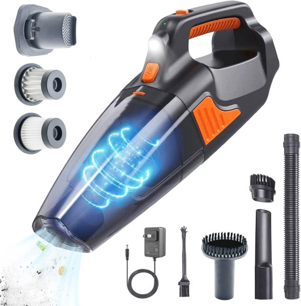 Handheld Vacuum Cleaner, 16000Pa Powerful Suction Cordless Rechargeable, For Car Home Office Cleaning With Led Light