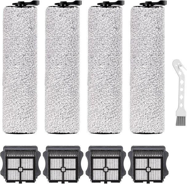 Brush Rollers And Filters For Tineco Ifloor 3 And Ifloor One S3 Cordless Wet Dry Vacuum Cleaner,Accessories Kit Inclue 4 Hepa Filters & 4 Brush Rollers