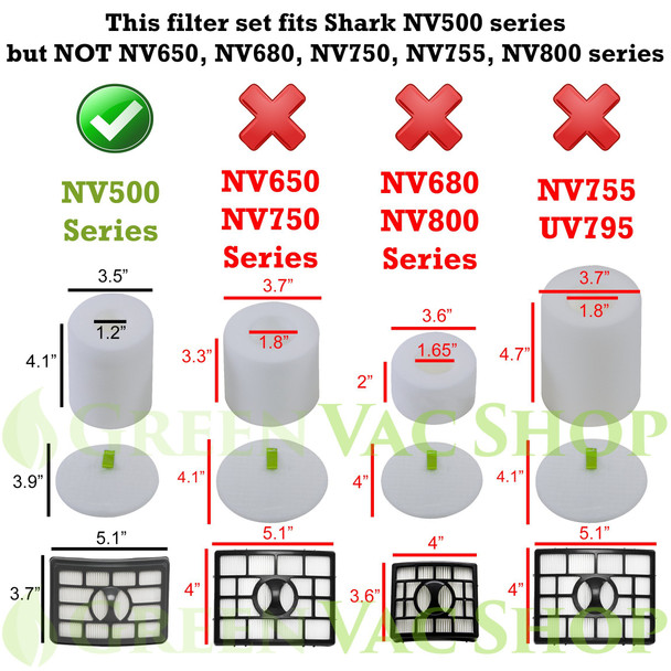 4+2 Pack Shark Rotator Professional Liftaway Nv500, Nv501, Nv502, Nv503, Nv505, Nv510, Nv520, Nv552, Uv560 Filter Set, 4 Foam+4 Felt+2 Hepa Filters, Xff500 Xhf500