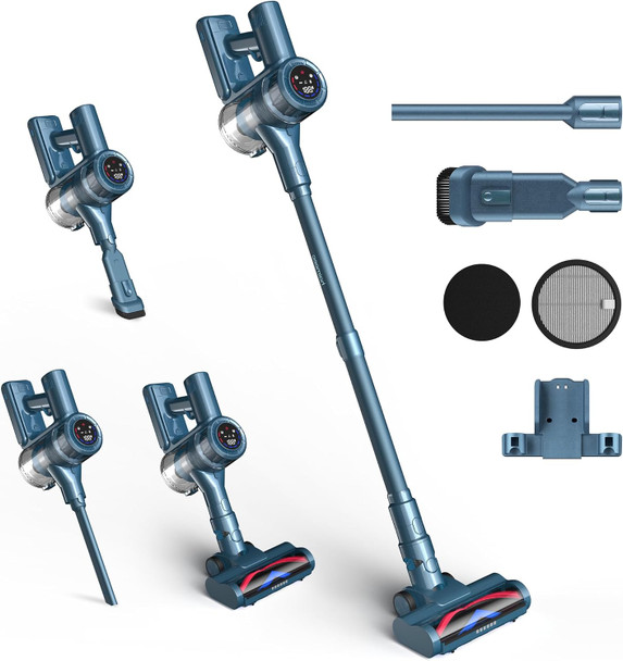 Cordless Vacuum Cleaner, 400W33Kpa Stick Vacuum With Smart Sensor, Led Touch Screen, 50Mins Runtime, Household Vacuum For Carpetpet Hair