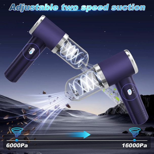 Handheld Car Vacuum Cleaner,4 In 1 Cordless Rechargeable Vacuum Cleaner 16000Pa Air Duster,2Speed Adjustable High Power Portable Car Accessories With 2 Filters For Car,Home,Travel, Rv Camper