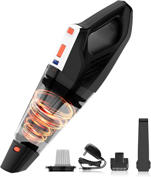 Hihhy Handheld Vacuum Cleaner,Cordless Car Hand Held Vacuum,Small Portable Rechargeable 9000Pa High Power Vac With 2 Nozzles,Usbc Cable,9 Filter For Car,Home And Office