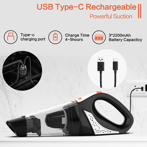 Hihhy Handheld Vacuum Cordless Car Vacuum Cleaner Rechargeable Lightweight Hand Held Small Portable Vac With Usbc Cable For Home, Car