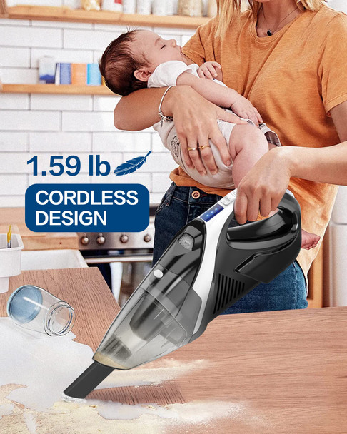 Hihhy Handheld Vacuum Cordless, Portable Car Vacuum Cleaner 9000Pa Strong Suction With Led Light, Usb Fast Charging, Small Hand Held Vacuum Cleaner For Home And Car Cleaning