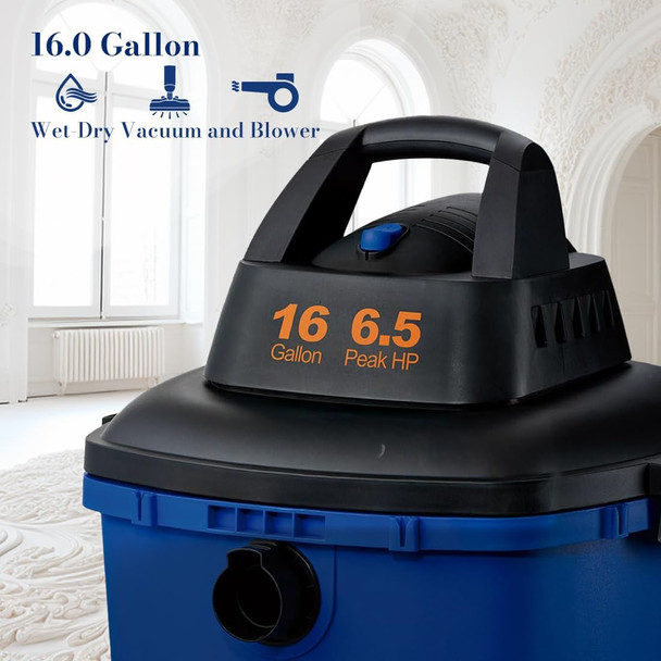 Koblenz Wd16 L4 Portable Wetdry Vacuum, 16 Gallon Tank, Black+Blue Koblenz Wd16 L4 Portable Wetdry Vacuum, 16 Gallon Tank, Black+Blue