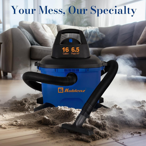 Koblenz Wd16 L4 Portable Wetdry Vacuum, 16 Gallon Tank, Black+Blue Koblenz Wd16 L4 Portable Wetdry Vacuum, 16 Gallon Tank, Black+Blue