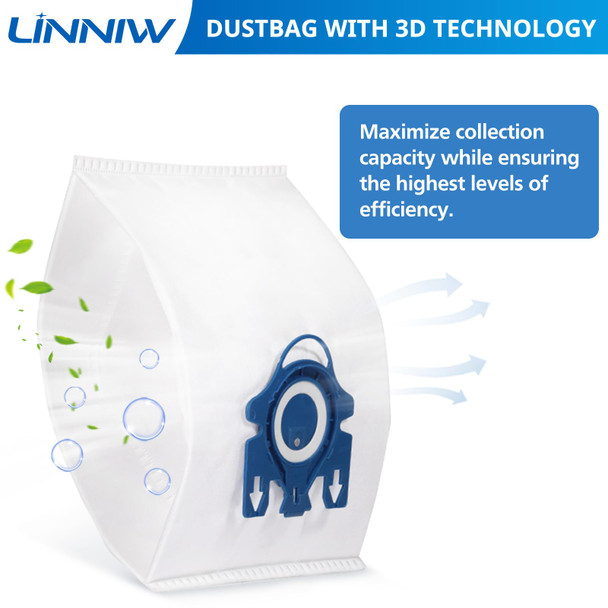 20 Pack 3D Airclean Gn Vacuum Bags Compatible With Miele Classic C1, Complete C1, Complete C2, Complete C3, S227 S240, S270, S400, S2, S5, S8 Series Canister Vacuum Cleaner