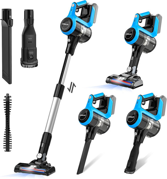 Livowalny Cordless Vacuum Cleaner For Makita 18V Battery, 6 In 1 Lightweight Stick Vacuum With 2 Mode Suction, 250W Brushless Motor, 20Kpa Stick Cordless Vacuum For Hardwood Floor Pet