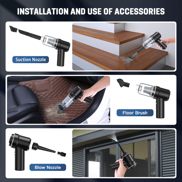 Cordless Vacuum Cleaner, Mini Handheld Vacuum, Small Car Vacuum With Led, Electric Air Duster & Vacuum Cleaner 2 In 1 Rechargeable, Portable Vacuum Cleaner For Home, Office And Car Cleaning