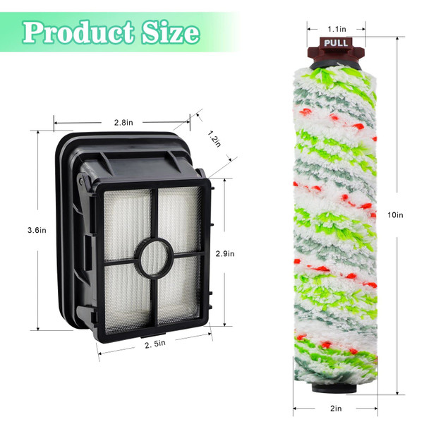 Crosswave Brush Roll And 1866 Filters For Bissel Crosswave 2306A Crosswave 1785 Series Vacuum 3 Pack 2460 Multisurface Brush Rolls & 3 Pack 1866 Vacuum Filters