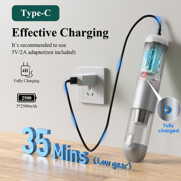 Handheld Vacuum Cordless 17000Pa Car Vacuum Cleaner High Power With Ledsos Light, 120W Mini Portable Rechargeable Vacuum Cleaner For Car Home Office Pet Hair