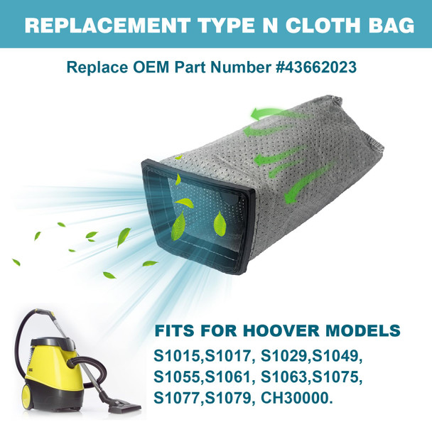 6Pcs Cloth Filter Bags For Hoover Porta Power Swingette S1015 S1029 And Ch30000 Commercial Canister Vacuum Replace Part 4366