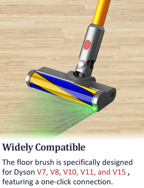 Vacuum Attachments With Dust Detect Green Light For Dyson V7 V8 V10 V11 V15 Cordless Cleaners, Hard Floor Soft Roller Brush Head Motorhead Accessories Parts