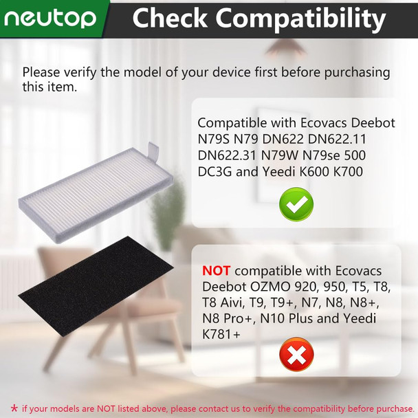 Neutop Filters Compatible With Ecovacs Deebot N79S N79 Dn622 Dn622.11 Dn622.31 N79W N79Se Deebot 500 Dc3G And Yeedi K600 K700, Robot Vacuums, 9Pack.