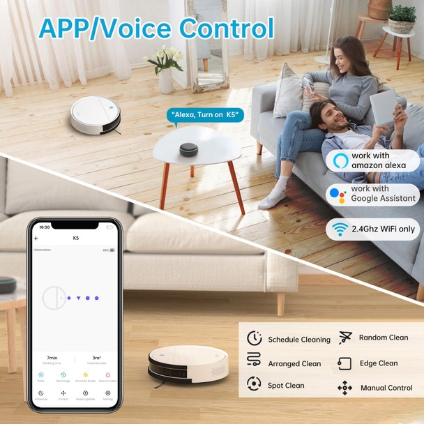 Okp Robot Vacuum Cleaner, Tangle, Super Thin, Low Noise, Powerful Suction, Cleaning Schedules, Selfcharging, Robotic Vacuums With Wifiappalexa Control, Ideal For Pet Hair Carpets Hard Floors