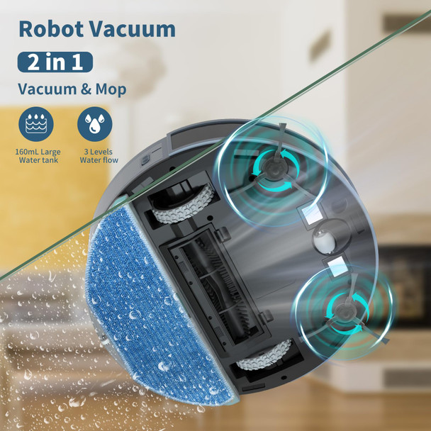 Robot Vacuum And Mop Combo, Lidar Navigation, 4000Pa Suction, Nogo Zone, 200Mins Runtime, Smart Mapping Robotic Vacuum, Wifiappalexa Control, Ideal For Pet Hair, Hard Floor And Carpet Robot Vacuum And Mop Combo, Lidar Navigation, 4000Pa Suction, Nogo Zone, 200Mins Runtime, Smart Mapping Robotic Vacuum, Wifiappalexa Control, Ideal For Pet Hair, Hard Floor And Carpet