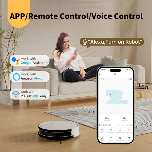 Robot Vacuum And Mop Combo, Wifi Connectivity, Personalized Cleaning Recommendations, Compatible With Alexaapp, Ideal For Pet Hair, Carpets, And Hard Floors, Selfcharging, K5B Robot Vacuum And Mop Combo, Wifi Connectivity, Personalized Cleaning Recommendations, Compatible With Alexaapp, Ideal For Pet Hair, Carpets, And Hard Floors, Selfcharging, K5B