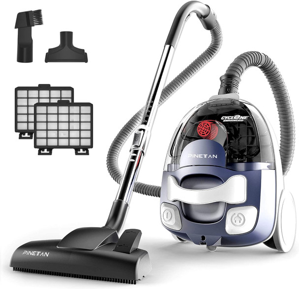 Doubledown Canister Vacuum Cleaner Uc601, Bagless, Duo Hepa Filter, Auto Rewind, Corded 800W