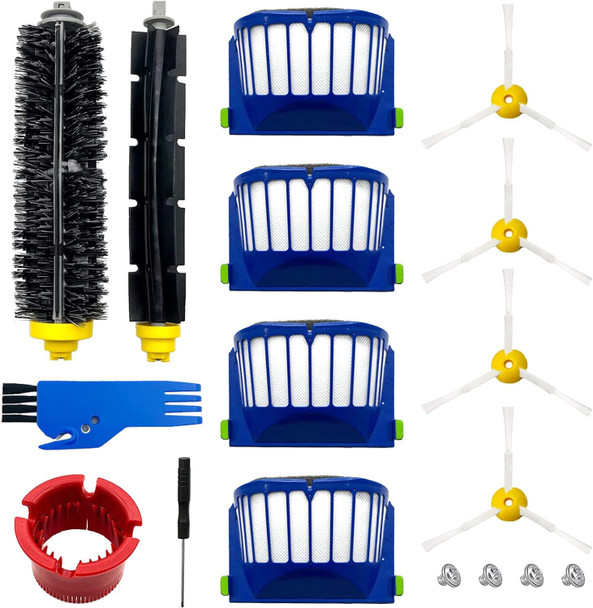 9 Pack Parts Accessories For Irobot Roomba 600 500 Series 694 675 676 692 695 677 671 655 645 690 680 660 650 620 614 595 585 564 Robot, 4 Filter 4 Side Brush 1Bristle&1Beater Brush