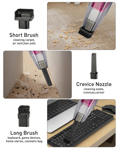 Sendowtek Handheld Vacuum Cordless For Car, Rechargeable Vacuum Hoover 9000Pa Batterypowered Hand Held Vacuuming Hoover Portable Cleaner Car Vac For Home Pet Office