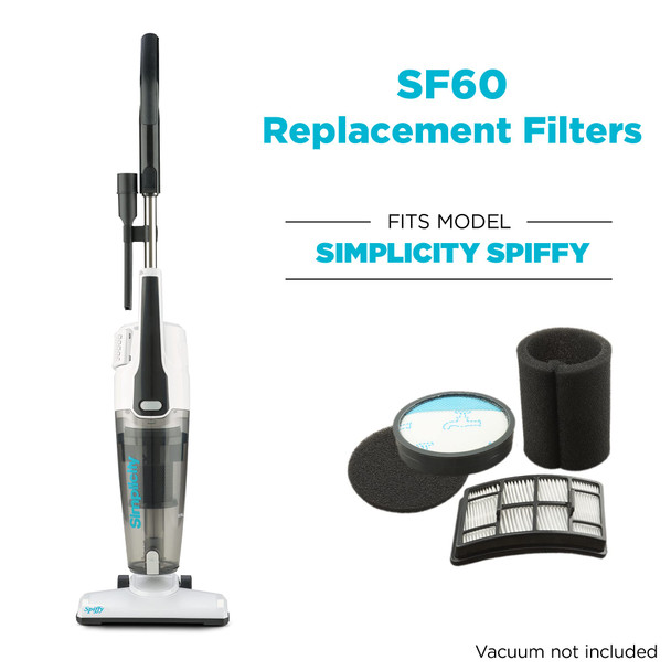 Simplicity Vacuums Sf60 Hepa Filter Set For Spiffy Bagless Stick Vacuum Cleaner, S60 Filter Only