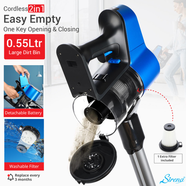 Sirena Proflex Petvac 2In1 Cordless Stick Vacuum Cleaner With Motorized Pet Brush For Pet Hair Removal, Multisurface Cleaning, And Portable Convenience Sirena Proflex Petvac 2In1 Cordless Stick Vacuum Cleaner With Motorized Pet Brush For Pet Hair Removal, Multisurface Cleaning, And Portable Convenience