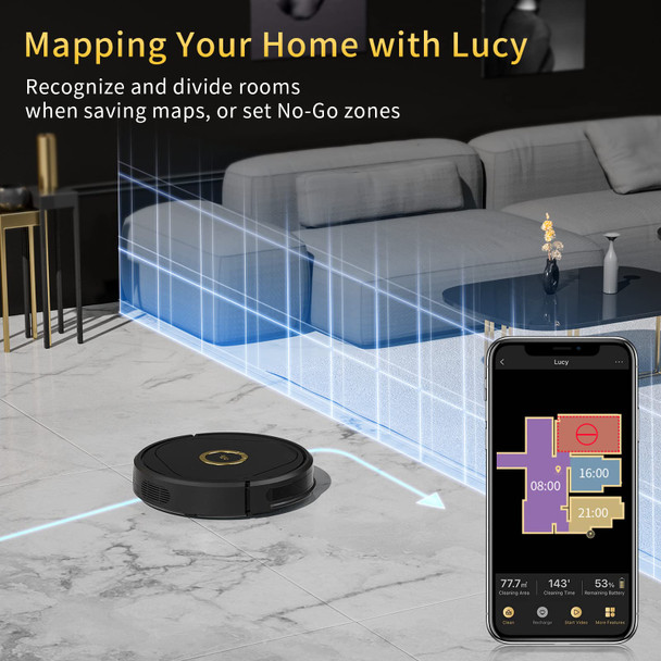 Trifo Robot Vacuum, Robotic Vacuum Cleaner, 3000Pa Strong Suction, Intelligent Ai Mapping, Virtual Walls, Perfect For Pets Hair, Selfcharging, Carpets, Hard Floors, Tile, Wifi, Alexa, App Control