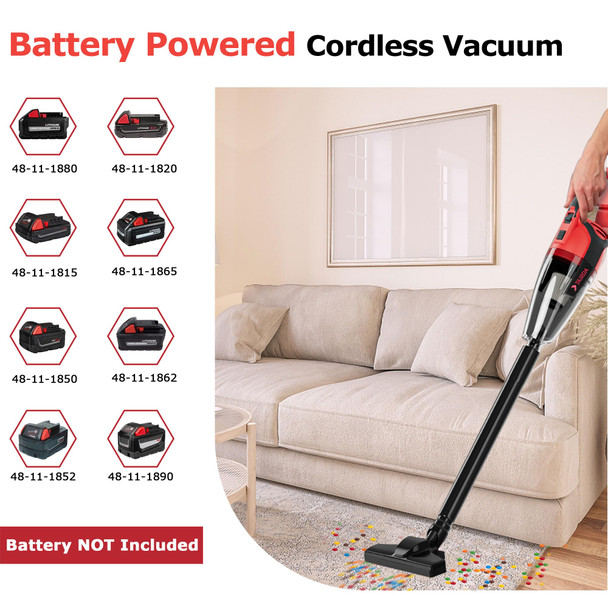 Uniqus Cordless Vacuum Cleaner For Milwaukee M18 18V Battery, Handheld Portable Vacuum Cleaner For Car Hard Floor Carpet Pet Hair Cleaning Tool Only, No Battery