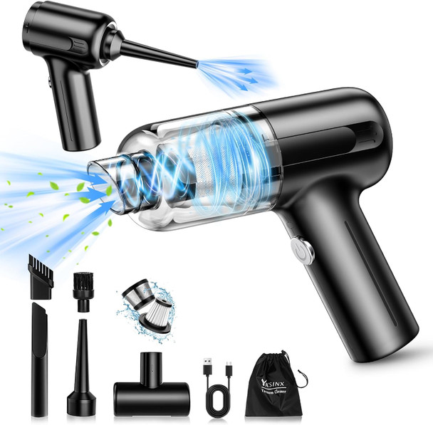 Uniqus Mini Vacuum Cleaner, Handheld Vacuum Cordless Rechargeable, Portable Car Vacuum With Brushless Motor, 12000Pa High Power 3 In 1 Sucking & Blowing Small Vacuum Desk Vacuum For Car, Home, Office