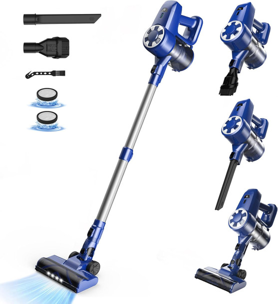 Uniqus Vacuum Cleaners For Home, Lightweight Cordless Vacuum With 2200 Mah Battery, 40 Mins Runtime, Rechargeable Stick Vacuum For Carpet Hardwood Floor