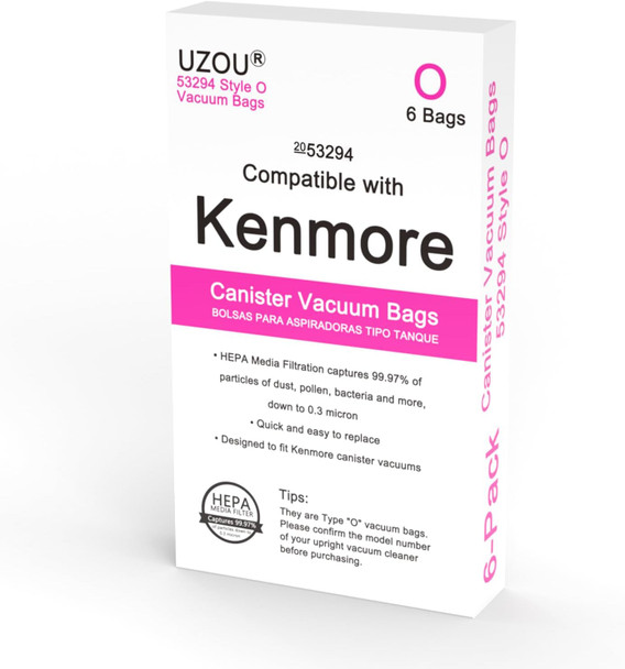 6 Pack 53294 Style O Hepa Cloth Vacuum Bags For Kenmore Upright Vacuum Cleaners