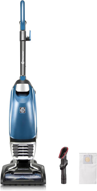 Vacmaster Ub0302E Bagged Upright Vacuum Lightweight Cleaner 2Motor Power Suction With Hepa Filtration, Led Headlight For Pet Hair, Carpet And Hardwood Floor, Blue