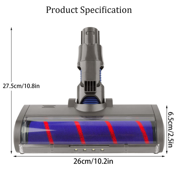 Soft Roller Cleaner Head Compatible With Dyson V6, Dc58, Dc59, Dc61, Dc62, Dc74 Cordless Vacuum Cleaner, Hard Floor Attachment With Headlights For A&B Interface
