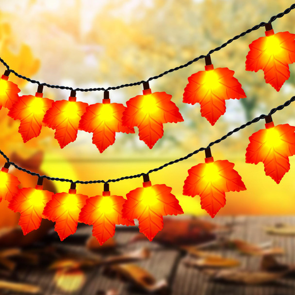 Abeja Orange Maple Leaf String Lights, 8.5FT Fall Decor Garland Maple Leaf Lights, Lighted Garland for Thanksgiving Christmas Halloween Decor, Indoor Outdoor Decorations Abeja Orange Maple Leaf String Lights, 8.5FT Fall Decor Garland Maple Leaf Lights, Lighted Garland for Thanksgiving Christmas Halloween Decor, Indoor Outdoor Decorations