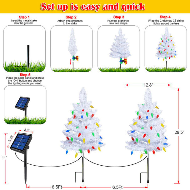 2 Pack White Christmas Tree Outdoor,Solar Powered Christmas Trees with 60 LED C6 Christmas Lights,Pre-lit Small Artificial Xmas Tree for Yard Porch Walkway Pathway Grave Cemetery Christmas Decorations 2 Pack White Christmas Tree Outdoor,Solar Powered Christmas Trees with 60 LED C6 Christmas Lights,Pre-lit Small Artificial Xmas Tree for Yard Porch Walkway Pathway Grave Cemetery Christmas Decorations
