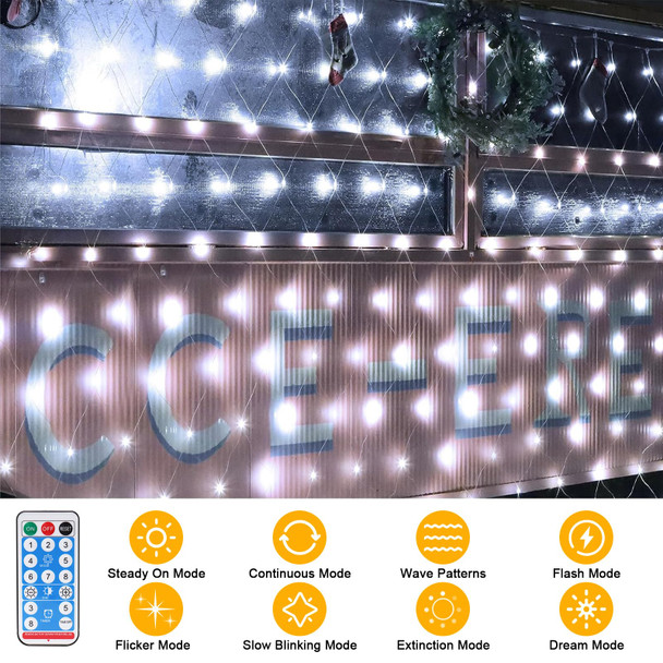Solar Net Lights Outdoor, 6.6 Ft x 9.8 Ft 192 LEDs Mesh Fairy Lights with 8 Modes, Remote Control Mesh Fairy Lights, Waterproof Fairy Net Lights for Xmas Tree Lawn Bushes Fence Wall