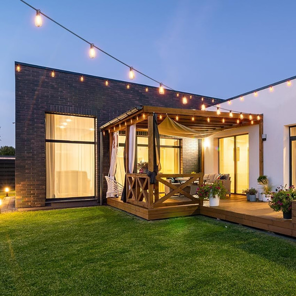 Afirst Outdoor String Lights 20FT with 22 Edison Bulbs Vintage Bistro Lights Waterproof ST40 String Lights for Patio Backyard Party Wedding-Brown Cord