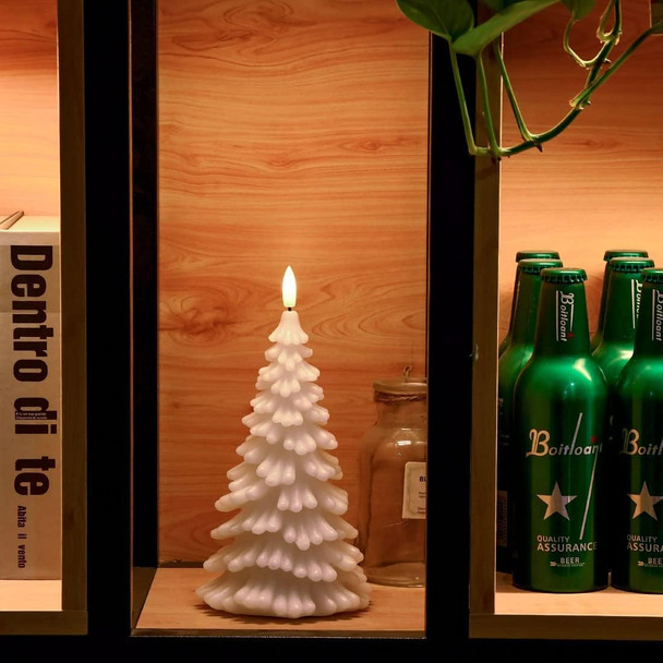 2PCS White Christmas Tree Flameless Candles, Battery Operated LED Candles, Timing Function