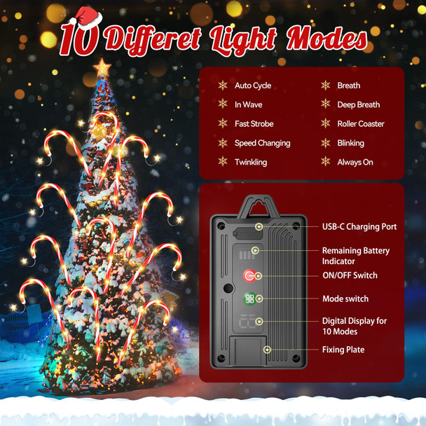 Christmas Decorations Outdoor, AHAORIGIN 12 Pack Solar Candy Cane Lights Christmas Yard Decorations Outside with 10 Modes and Bright 72 LED, 28ft Longer Waterproof Solar Christmas Pathway Lights