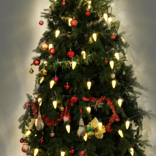 25 Pack C9 LED Replacement Lights Bulbs Christmas, Warm White LED Christmas Lights Bulbs Replacement, E17 Replacement Christmas Lights Bulbs Outdoor, Dimmable Faceted Bulbs, Holiday Decoration