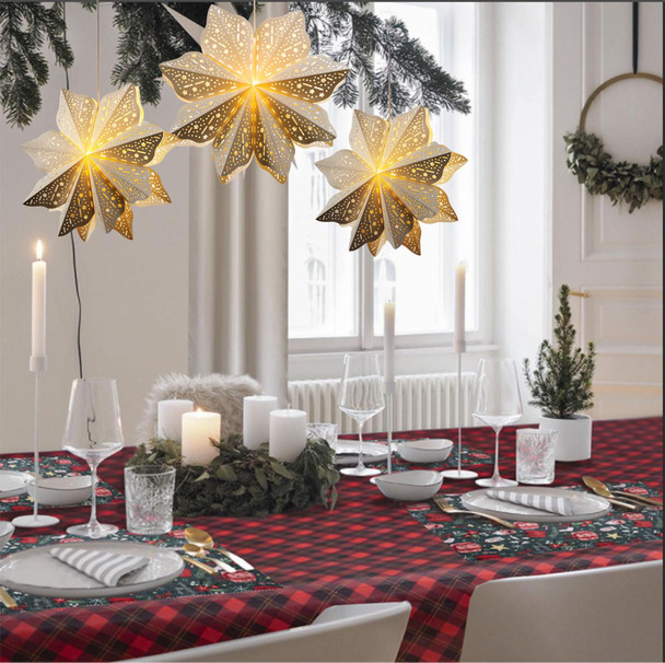 3 Pieces Christmas Paper Lantern with Star Paper Lantern Paper Lamp Frozen Party Hanging Decoration for Weddings Christmas Trees Birthday Holiday Party Celebration (White)