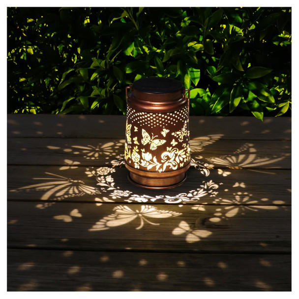 Solar Lanterns Outdoor Waterproof Butterfly Garden Decor as Birthday s for Women Mom,Hollow Out Retro Metal Decorative Garden Light,Graceful Decoration for Patio,Yard,Landscape,Walkway,Festival