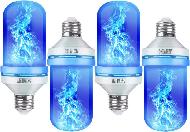 LED Flame Light Bulbs, 4 Modes Fire Light Bulbs, E26 Base Flame Bulb, Christmas Decorations Outdoor Indoor Home, Christmas Lights Bulbs (Blue, 4 Pack)