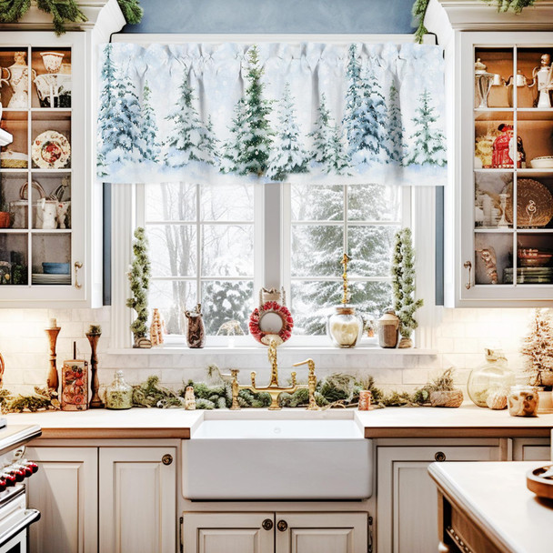 Christmas Valances for Windows Pine Tree Forest Christmas Kitchen Curtain Valances Rod Pocket Winter Snow Window Curtain Treatment Short Topper Curtains Seasonal Valance Christmas Decor, 42x12 Inch Christmas Valances for Windows Pine Tree Forest Christmas Kitchen Curtain Valances Rod Pocket Winter Snow Window Curtain Treatment Short Topper Curtains Seasonal Valance Christmas Decor, 42x12 Inch